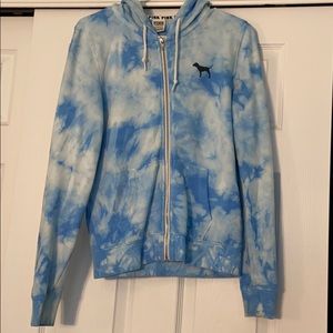 Blue tie dye full zip up